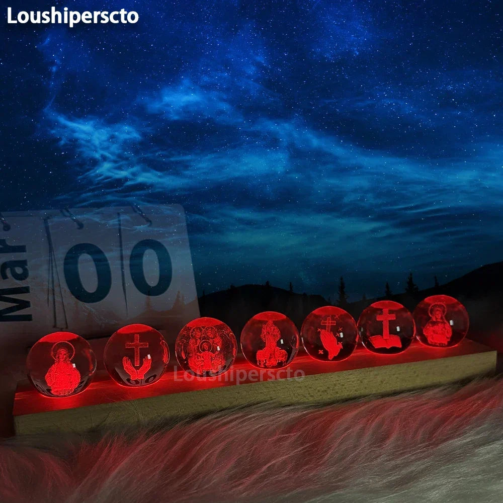 Luz de noche 3D de cristal, regalo decorativo cristiano para el hogar