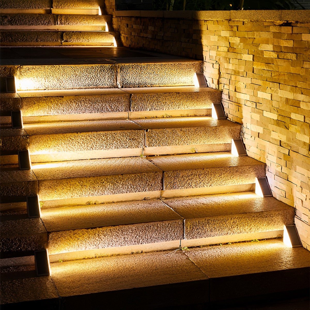 Luz solar exterior para escaleras con sensor de movimiento, ABS, IP65, blanco cálido 3000K