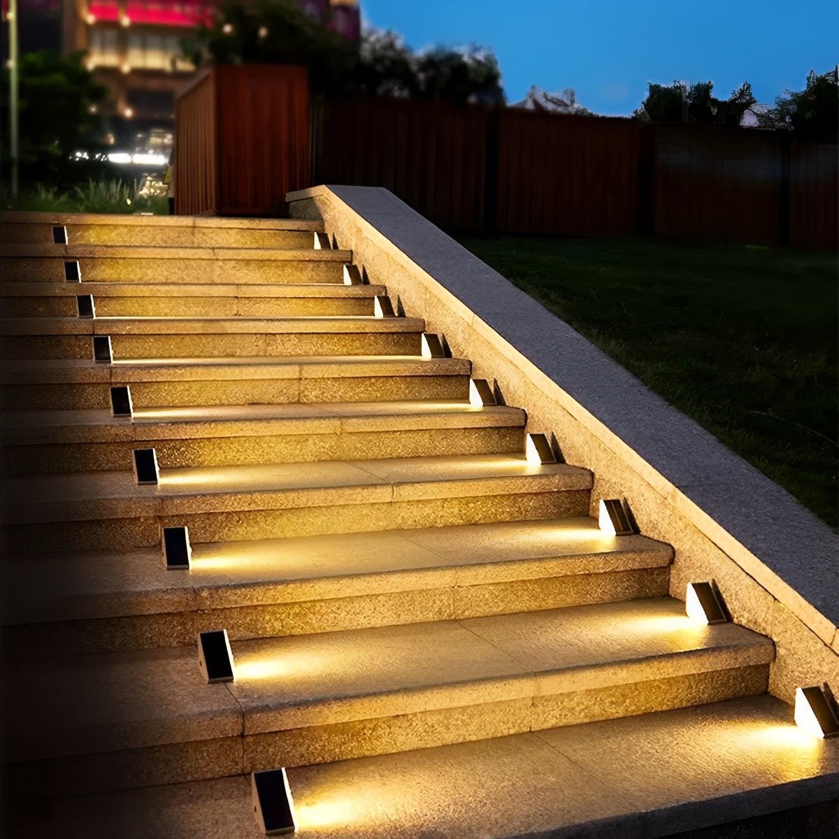 Luz solar exterior para escaleras con sensor de movimiento, ABS, IP65, blanco cálido 3000K