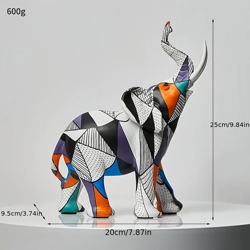 Majestuosa estatuilla de elefante con diseño de mosaico