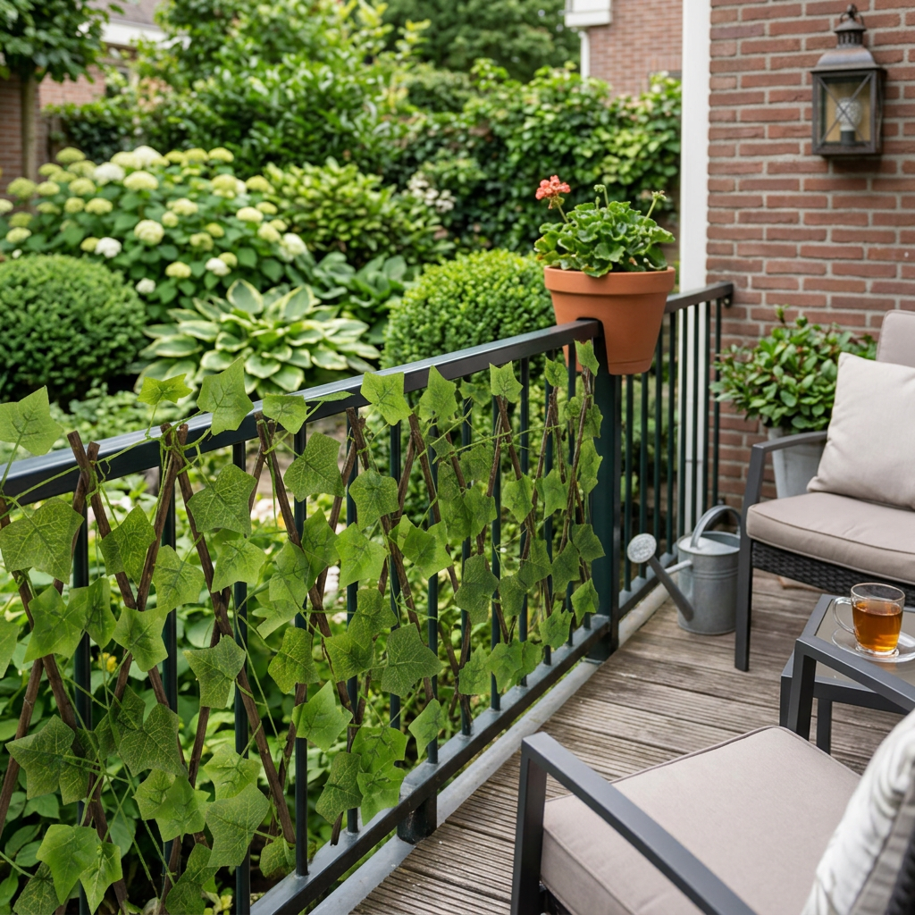 Malla de ocultación artificial para valla de hiedra para privacidad instantánea en verde
