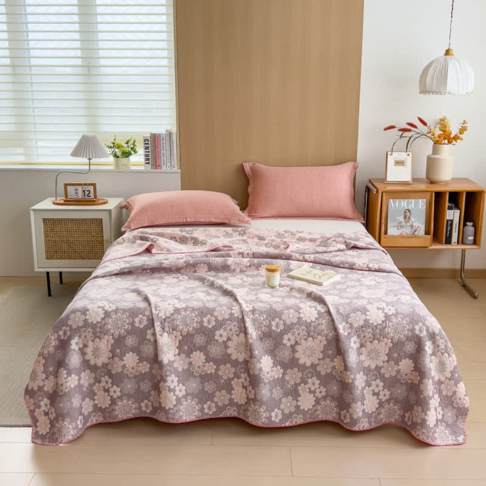 Manta de muselina de algodón con estampado floral
