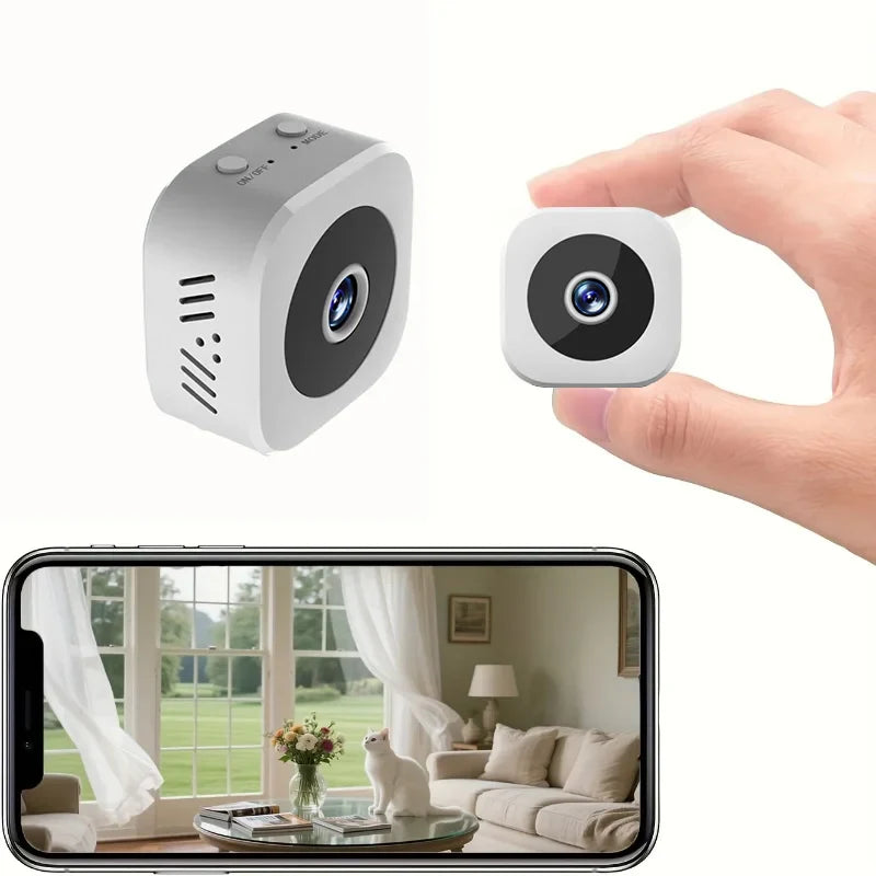 Minicámara de seguridad 1080P con WiFi y visión nocturna – Vigilancia inalámbrica con detección de movimiento