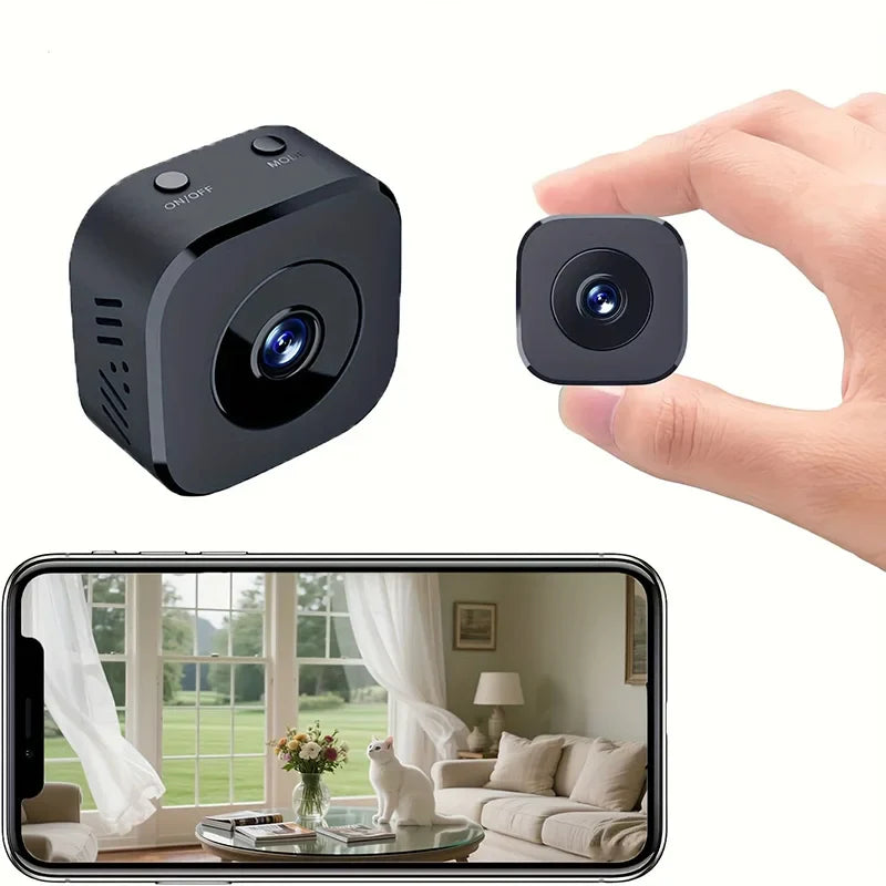 Minicámara de seguridad 1080P con WiFi y visión nocturna – Vigilancia inalámbrica con detección de movimiento