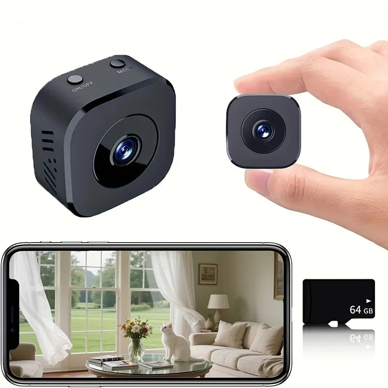 Minicámara de seguridad 1080P con WiFi y visión nocturna – Vigilancia inalámbrica con detección de movimiento