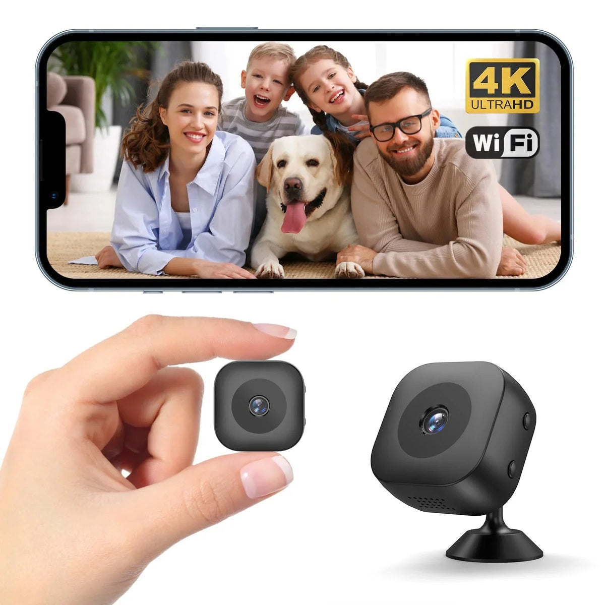 Minicámara de seguridad Wi-Fi compacta con detección de movimiento y Full HD 1080P