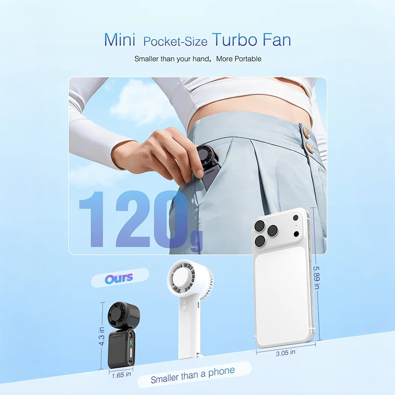 Miniventilador turbo de mano plegable