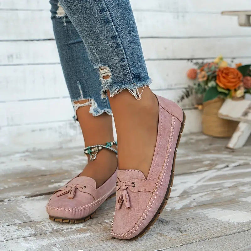 Mocasines ortopédicos para mujer con flecos