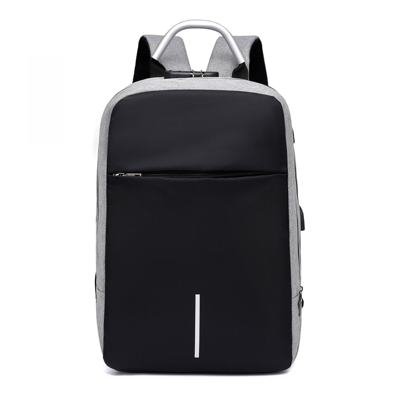 Mochila antirrobo para portátil unisex con carga USB y cremalleras ocultas