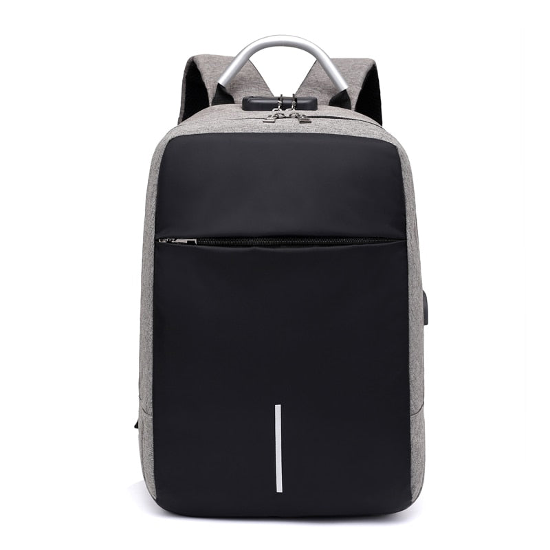Mochila antirrobo para portátil unisex con carga USB y cremalleras ocultas
