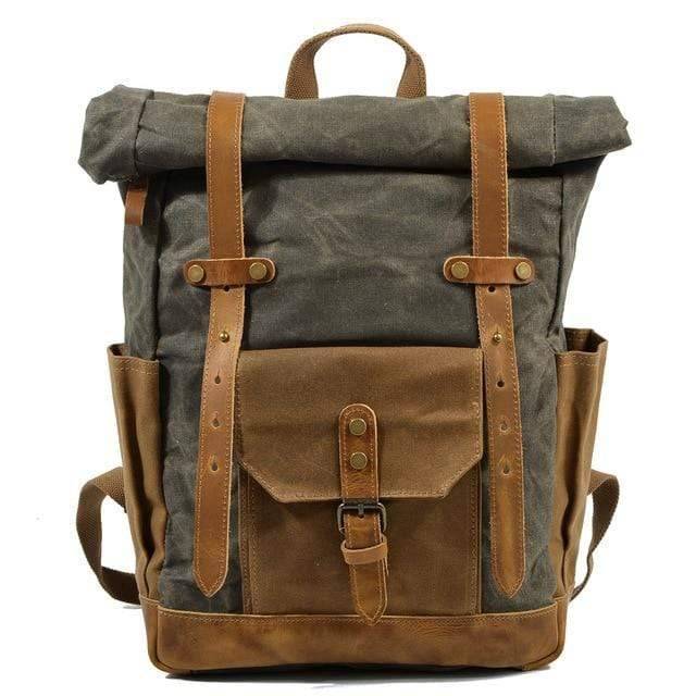 Mochila de lona y cuero estilo vintage resistente