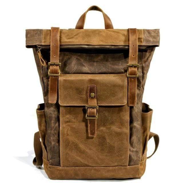 Mochila de lona y cuero estilo vintage resistente