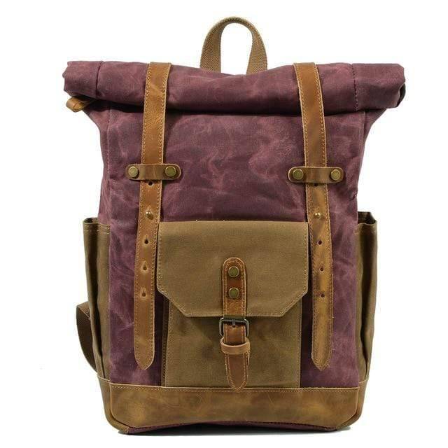 Mochila de lona y cuero estilo vintage resistente