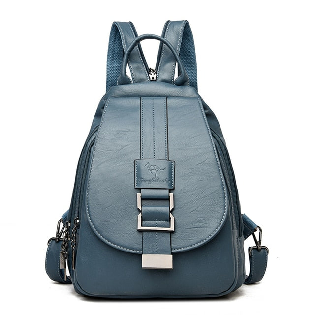 Mochila de piel auténtica para mujer