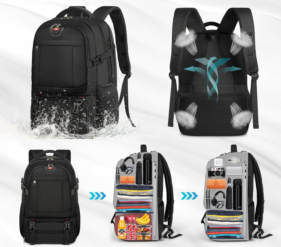 Mochila grande para portátil con compartimento térmico para comida y puerto de carga USB