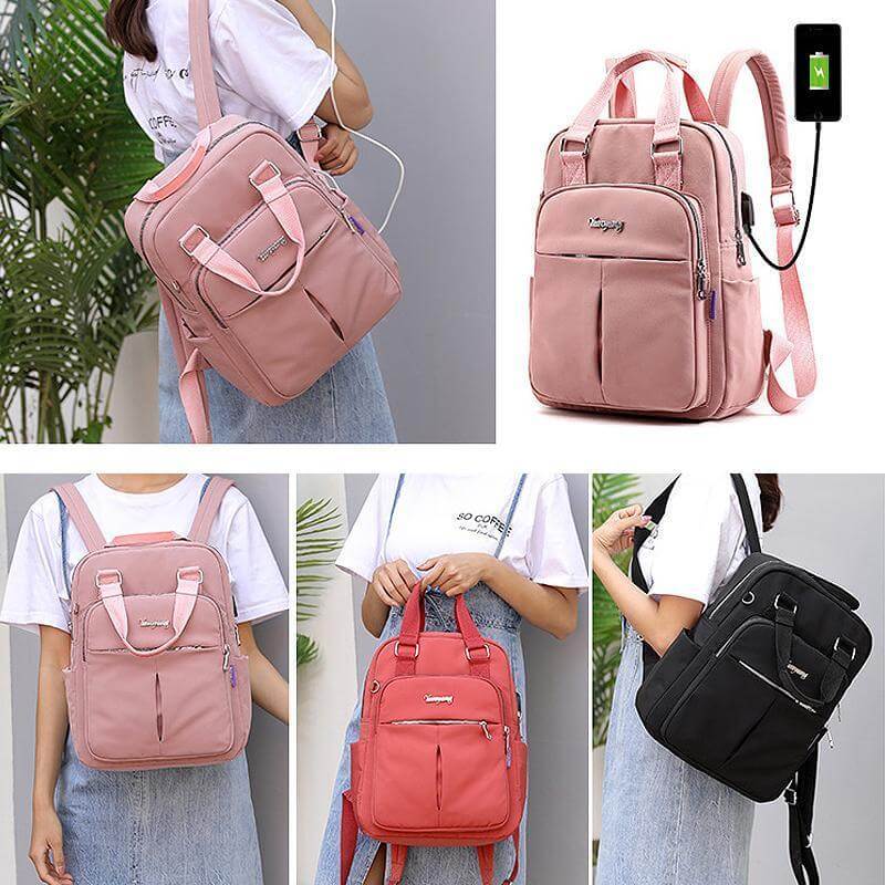 Mochila multifuncional e impermeable unisex con puerto USB
