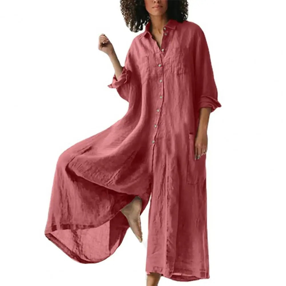 Mono oversized de algodón y lino para mujer