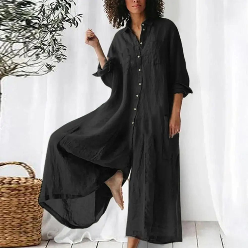 Mono oversized de algodón y lino para mujer