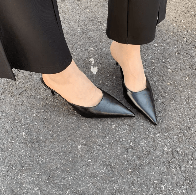 Mules de tacón con punta fina para mujer, elegantes y modernos
