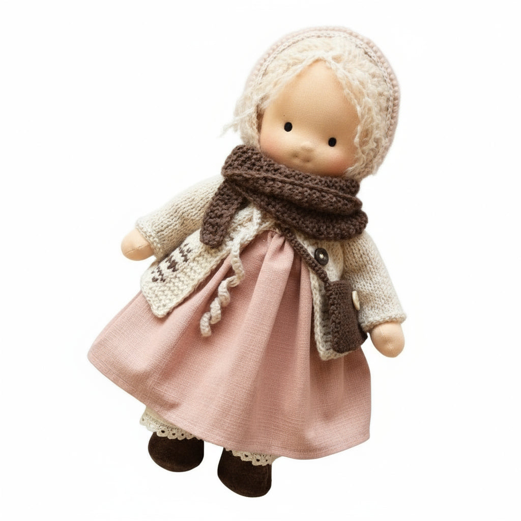 Muñeca Waldorf de algodón hecha a mano para juego creativo