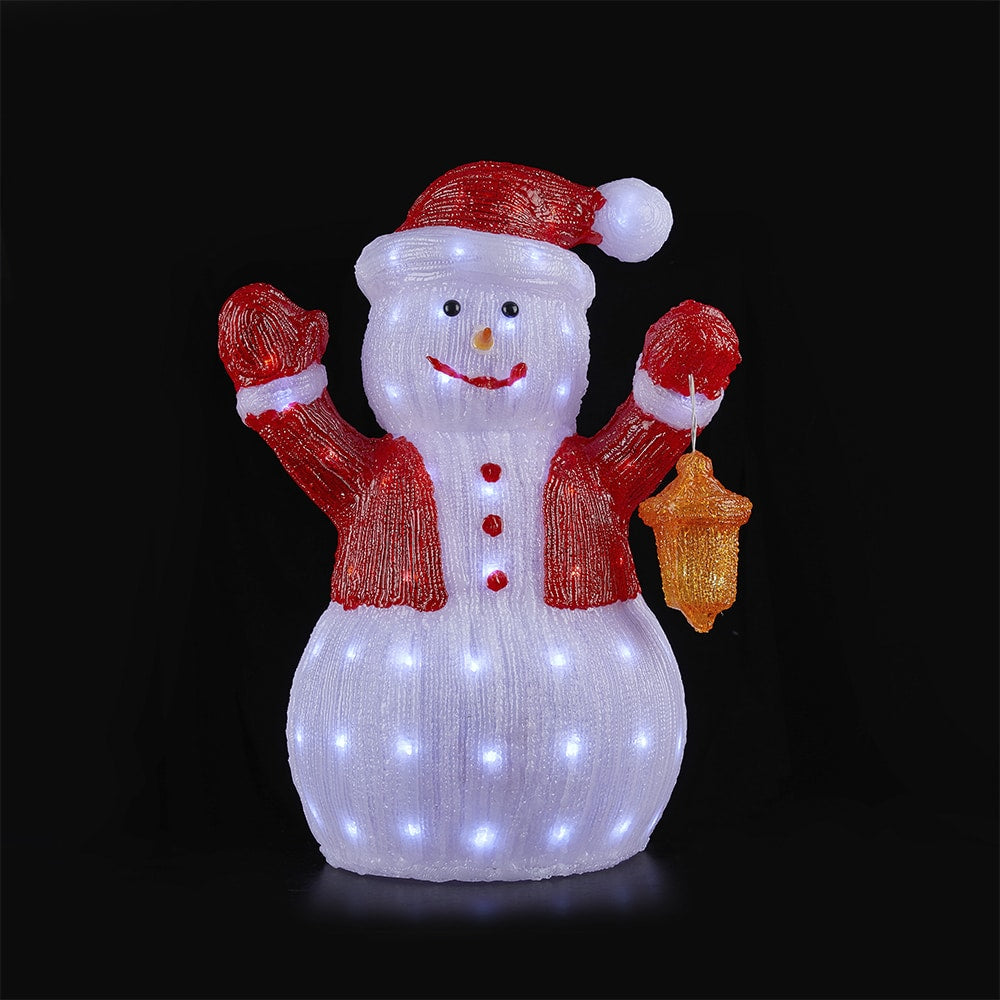 Muñeco de nieve de acrílico de 60 cm de altura con luces LED