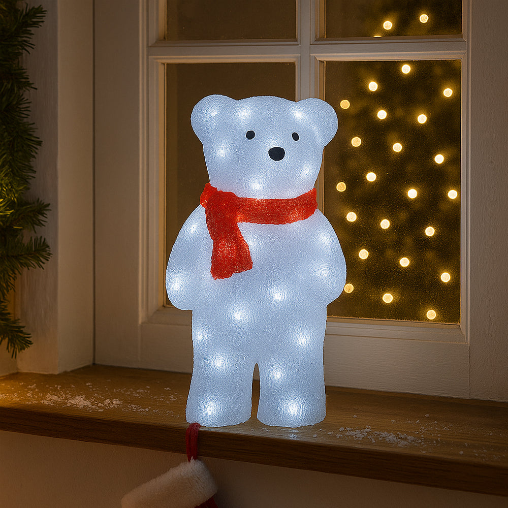 Oso polar de acrílico con luces LED - Altura 45 cm
