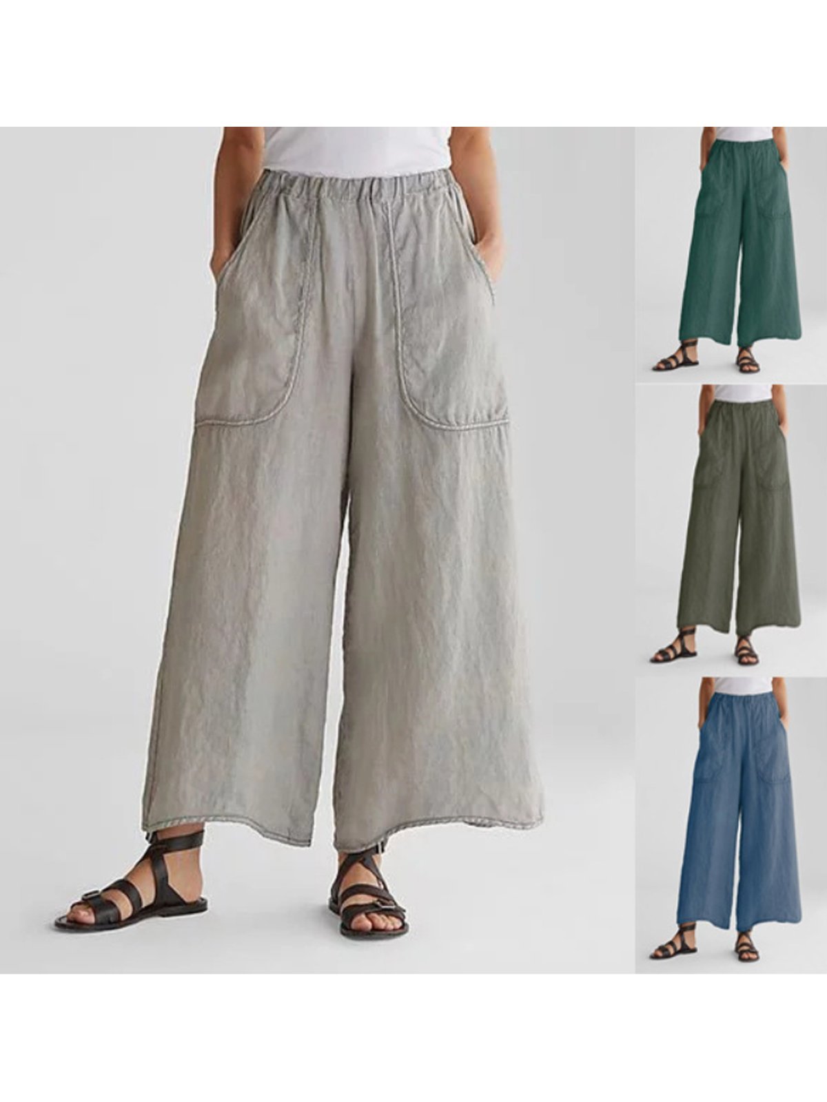 Pantalón ancho de lino con cintura cómoda | Lino | Casual y fluido