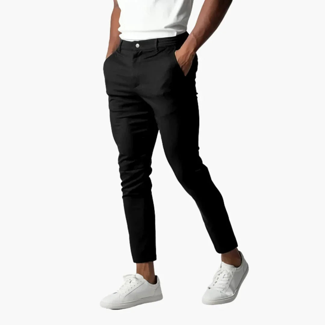Pantalón chino elástico para hombre con cintura y corte recto