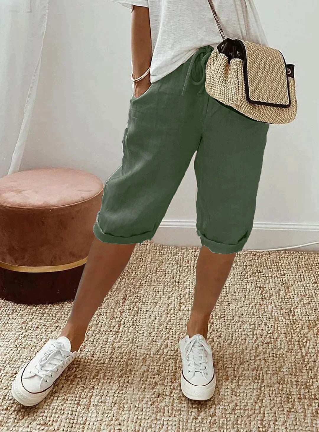Pantalones capri de lino para el confort diario