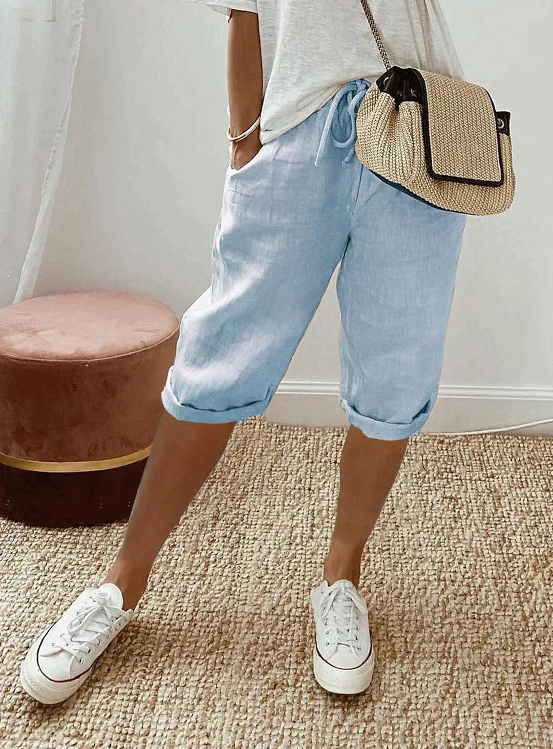 Pantalones capri de lino para el confort diario