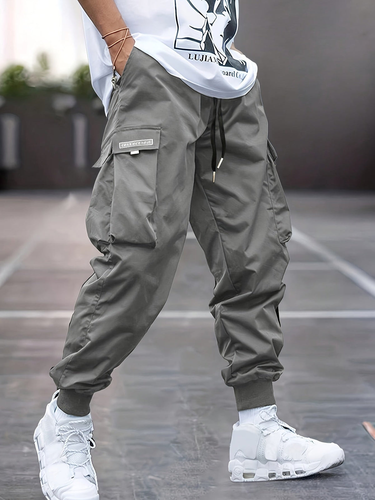 Pantalones cargo con cordón para hombre
