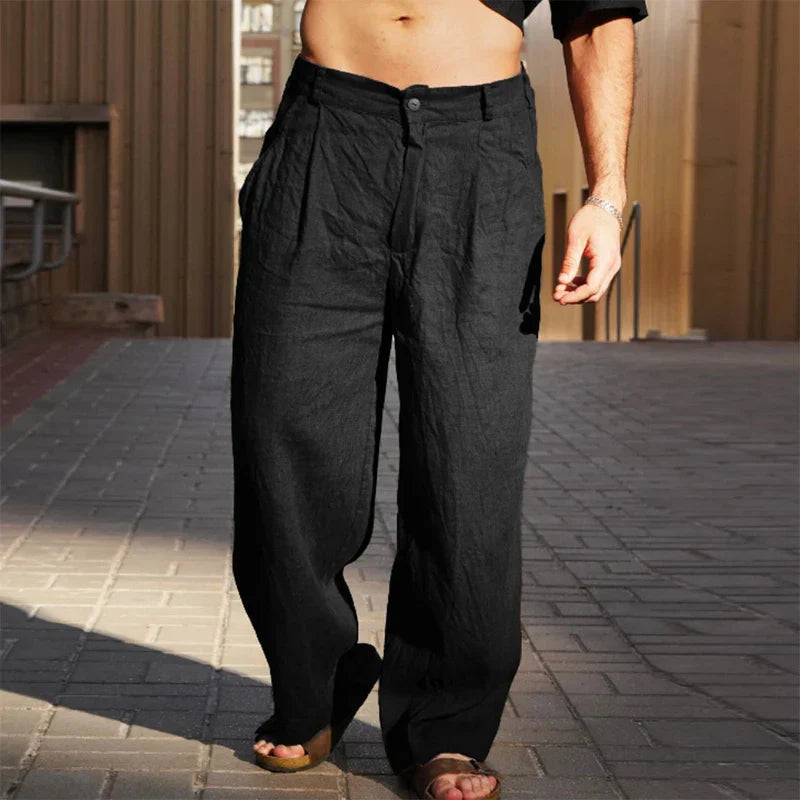 Pantalones casuales de hombre con perneras anchas