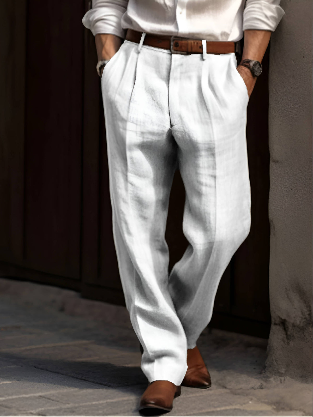 Pantalones clásicos para hombre con pinzas