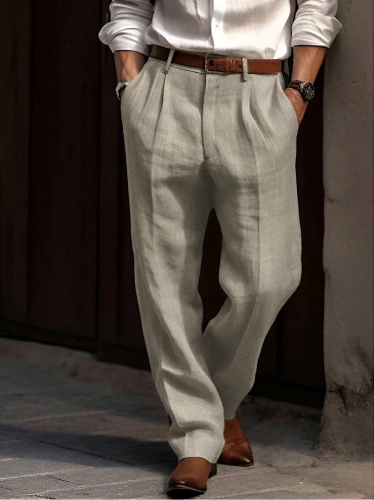 Pantalones clásicos para hombre con pinzas