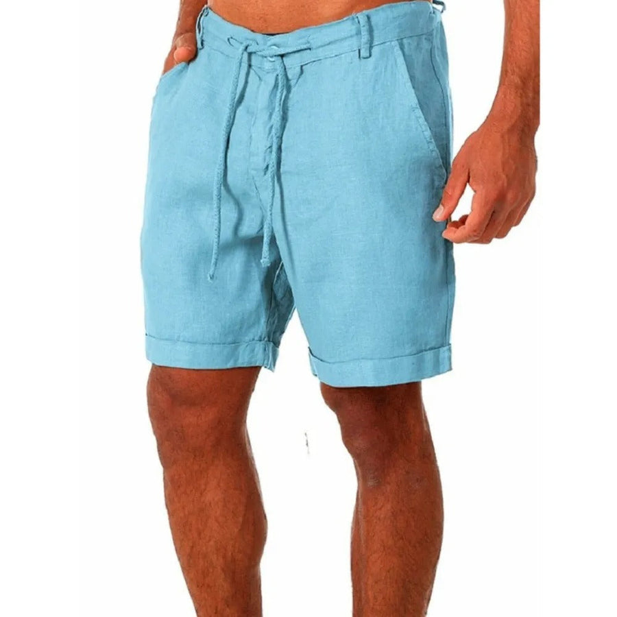 Pantalones cortos de algodón y lino para hombre