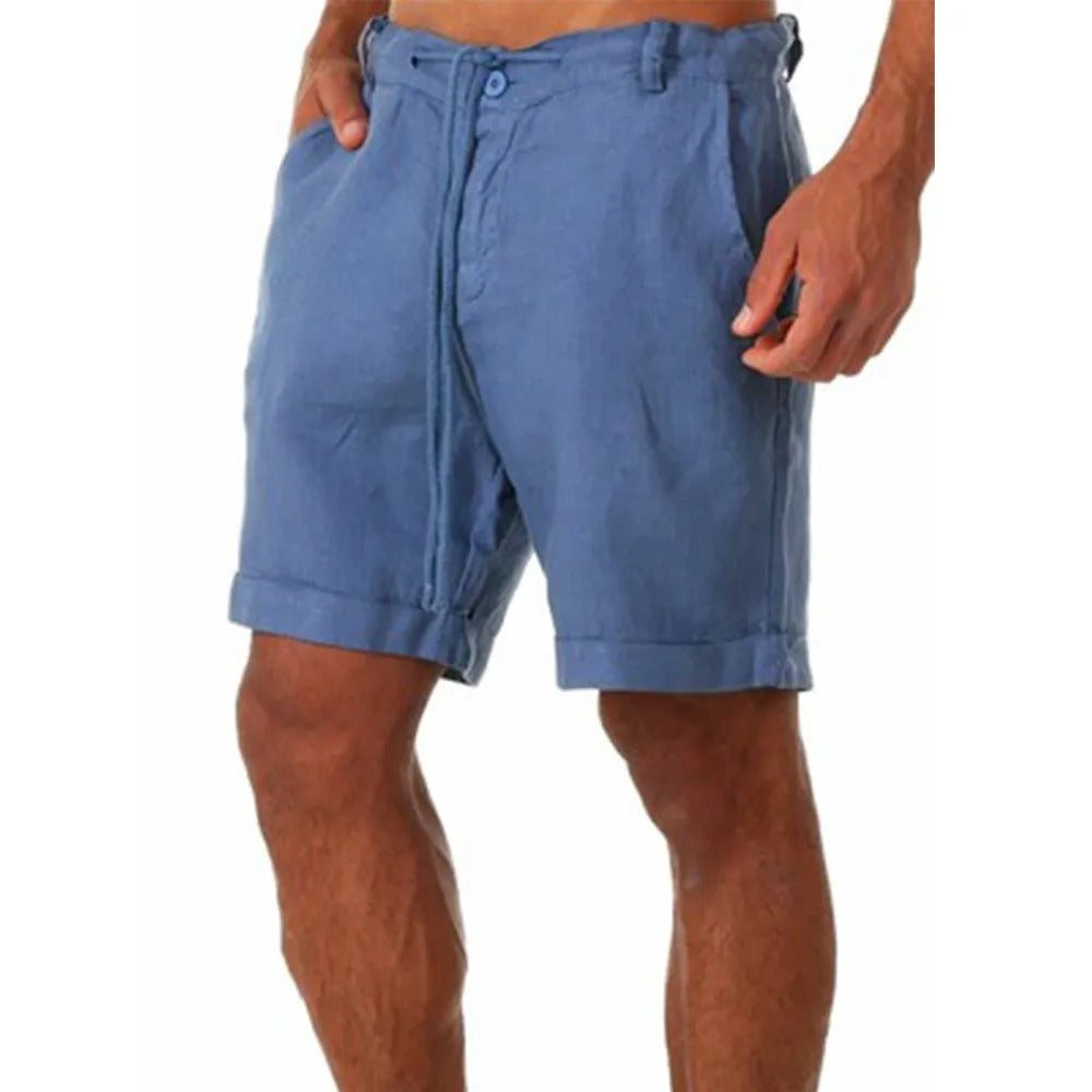 Pantalones cortos de algodón y lino para hombre