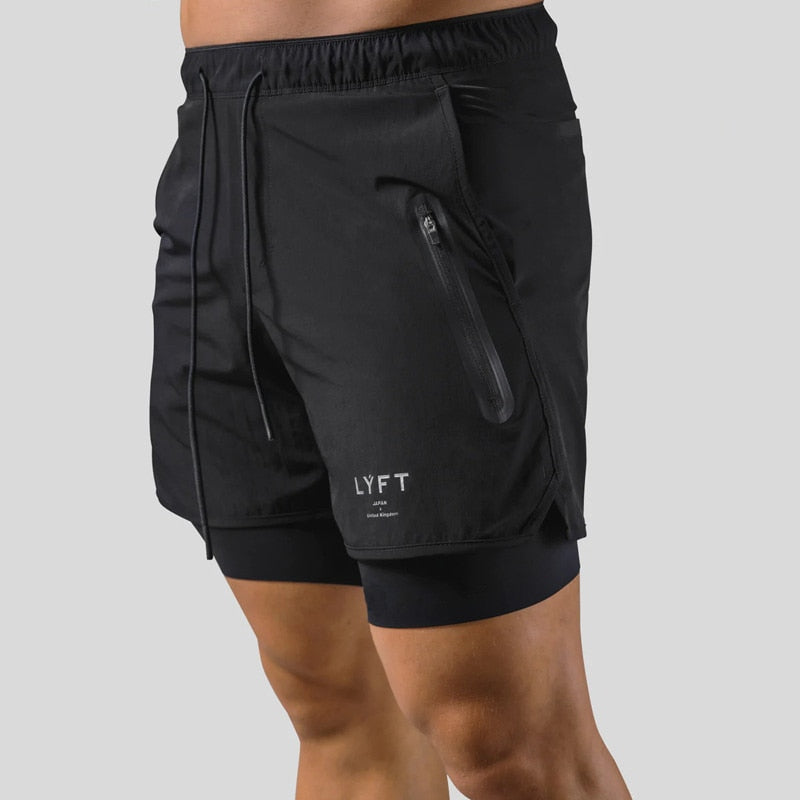 Pantalones cortos deportivos de doble capa para hombre