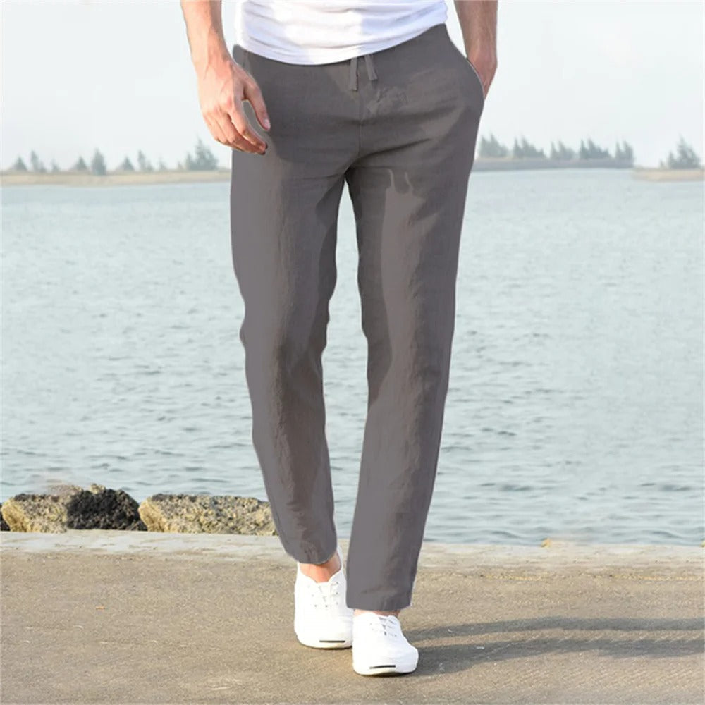 Pantalones de algodón y lino para hombre