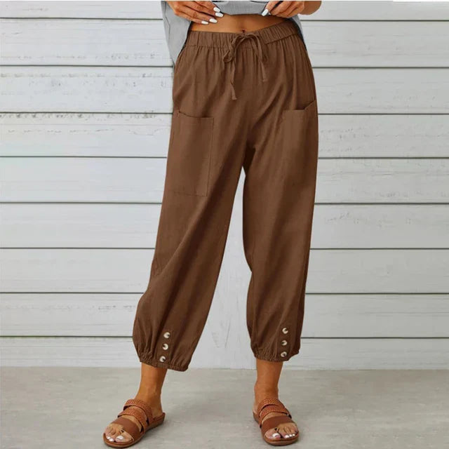 Pantalones de lino para mujer para comodidad diaria