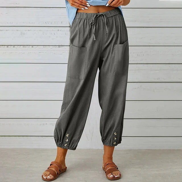 Pantalones de lino para mujer para comodidad diaria