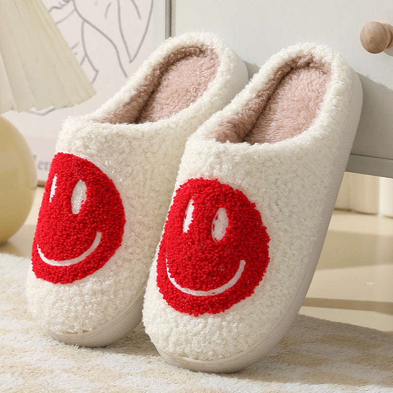 Pantuflas de casa para mujer con motivo de carita sonriente y forro suave