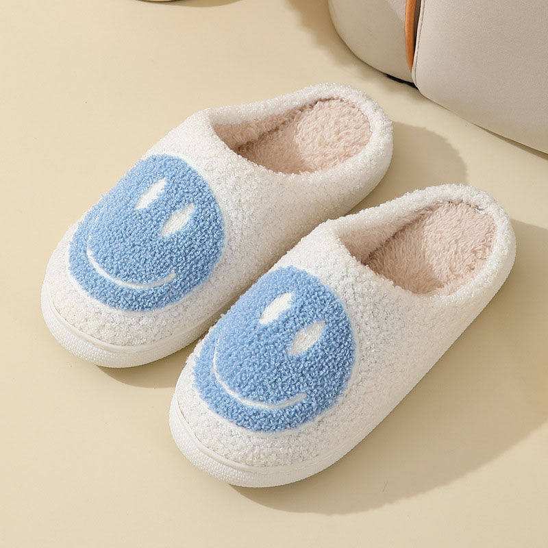 Pantuflas de casa para mujer con motivo de carita sonriente y forro suave