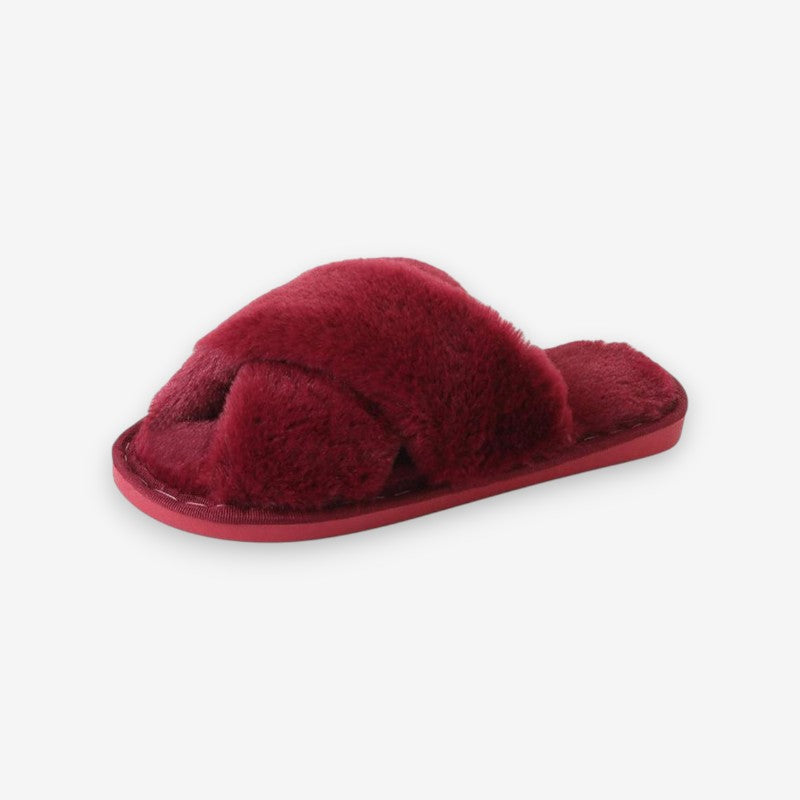 Pantuflas de casa para mujer con tiras cruzadas y talón abierto