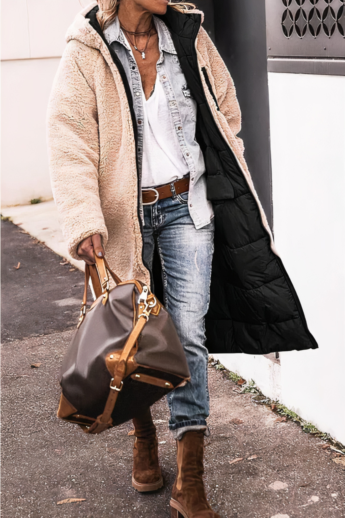 Parka impermeable reversible para mujer