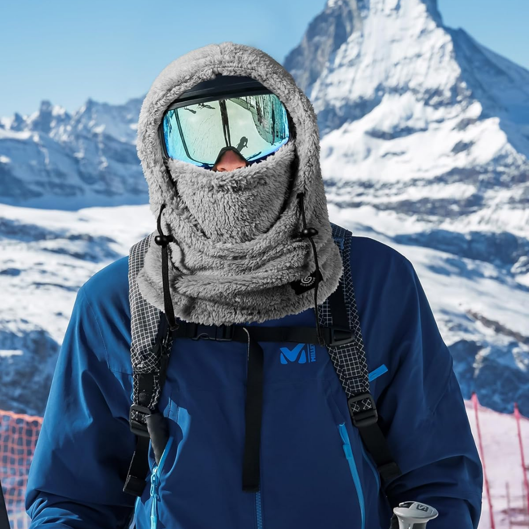 Pasamontañas con capucha de forro polar sherpa | Forro polar para protección de invierno y esquí