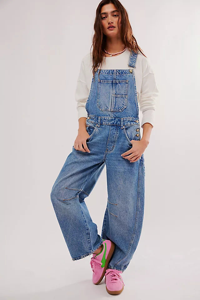 Peto para mujer de estilo casual oversize con bolsillos prácticos y detalles a la moda