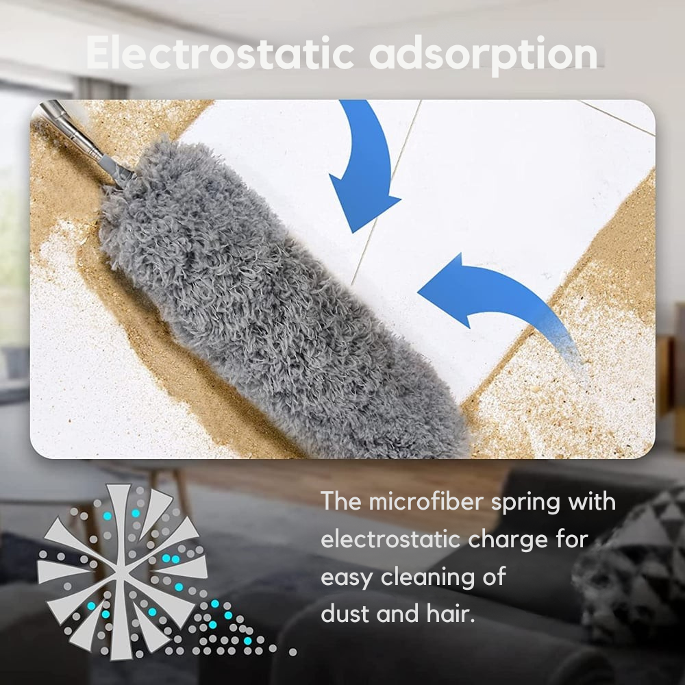 Plumero Extensible con Cabezal Desmontable de Microfibra para Techos y Ventiladores