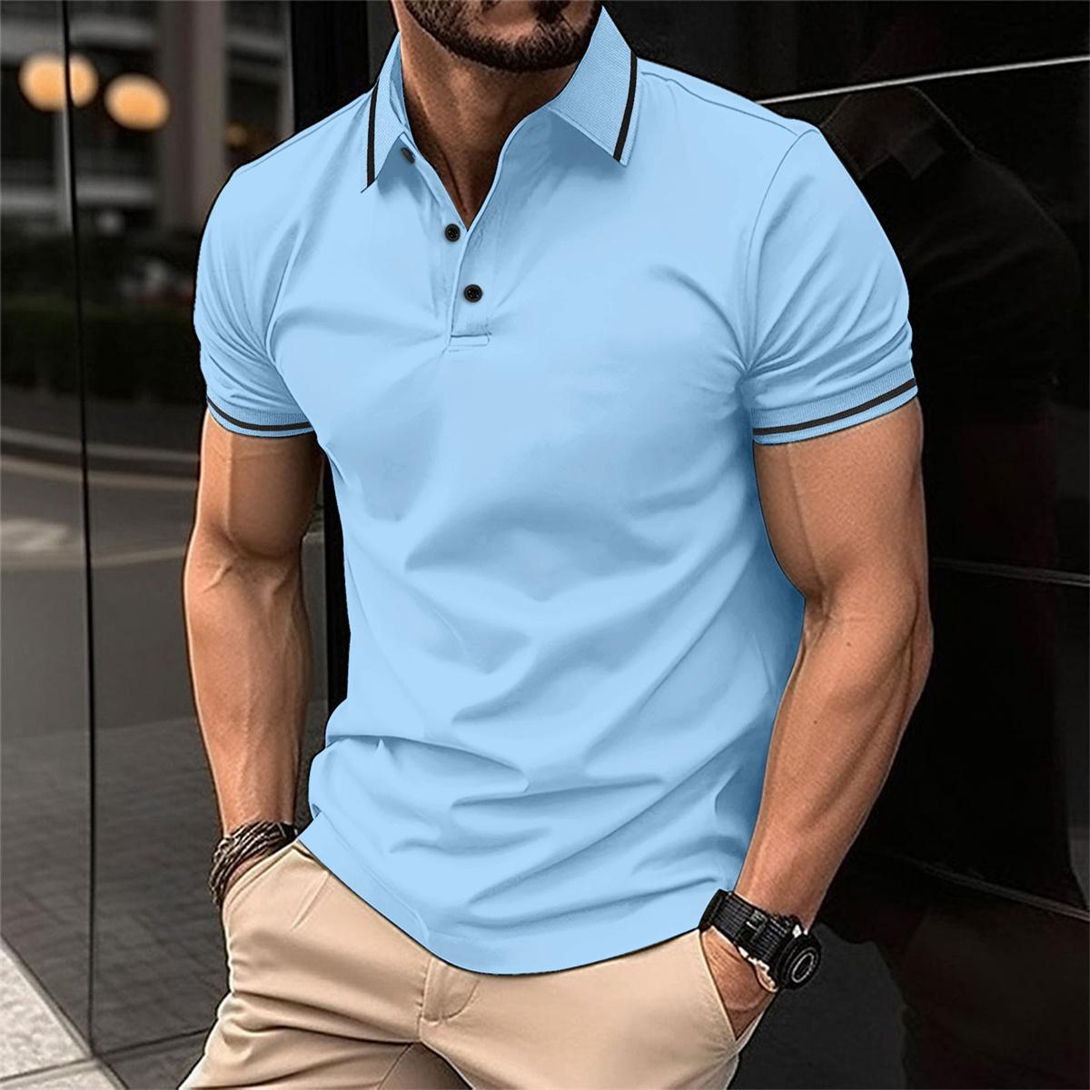 Polo de manga corta transpirable de algodón para hombre