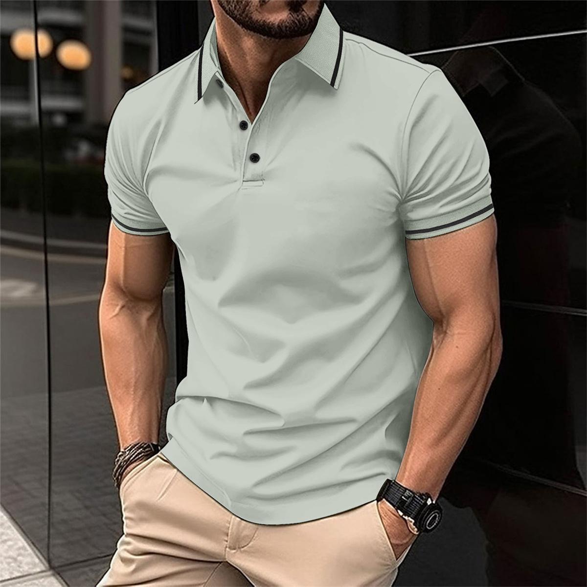 Polo de manga corta transpirable de algodón para hombre
