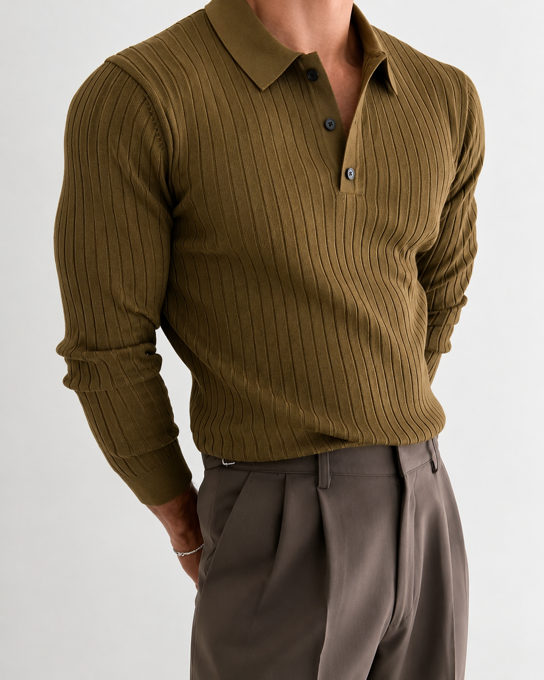 Polo de manga larga para hombre corte Slim Fit